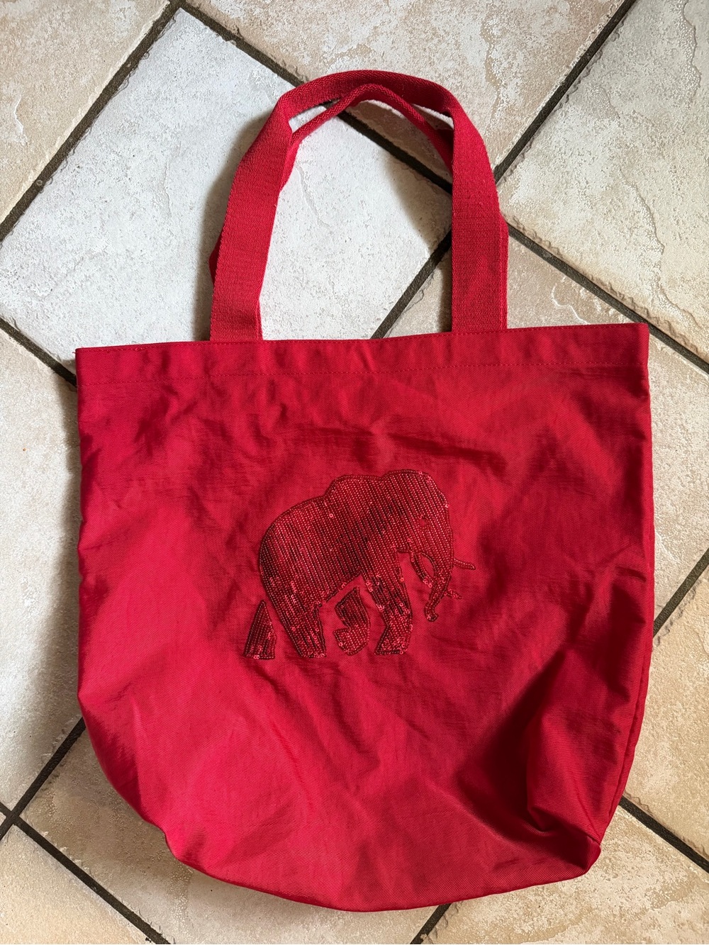 Banana Republic Sequin Lucky Red Elephant Canvas Limited Edition Tote